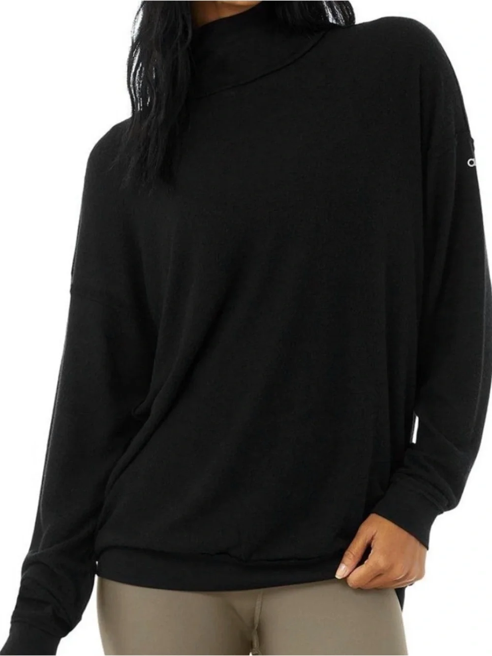 Alo Yoga Clarity Sweatshirt Mock Neck Black Medium